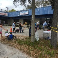 Families waiting for an exam room to open at Healthy Dog Day 2016